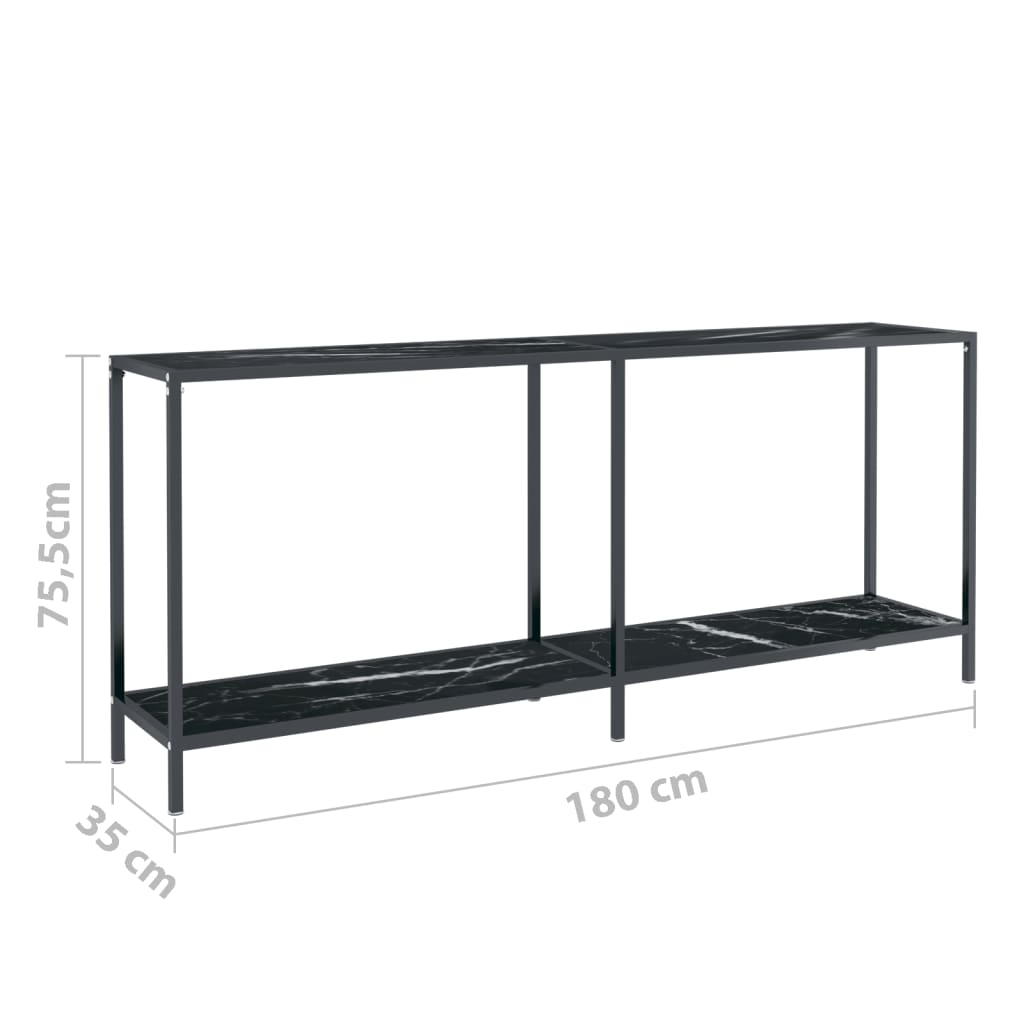 Τραπέζι Κονσόλα Μαύρο 180 x 35 x 75,5 εκ. από Ψημένο Γυαλί