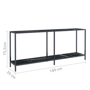 Τραπέζι Κονσόλα Μαύρο 180 x 35 x 75,5 εκ. από Ψημένο Γυαλί