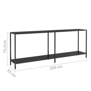 Τραπέζι Κονσόλα Μαύρο 200 x 35 x 75,5 εκ. από Ψημένο Γυαλί
