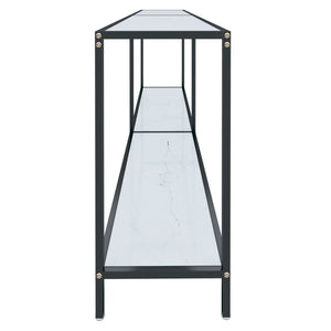 Τραπέζι Κονσόλα Λευκό 200 x 35 x 75,5 εκ. από Ψημένο Γυαλί