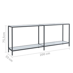 Τραπέζι Κονσόλα Λευκό 200 x 35 x 75,5 εκ. από Ψημένο Γυαλί