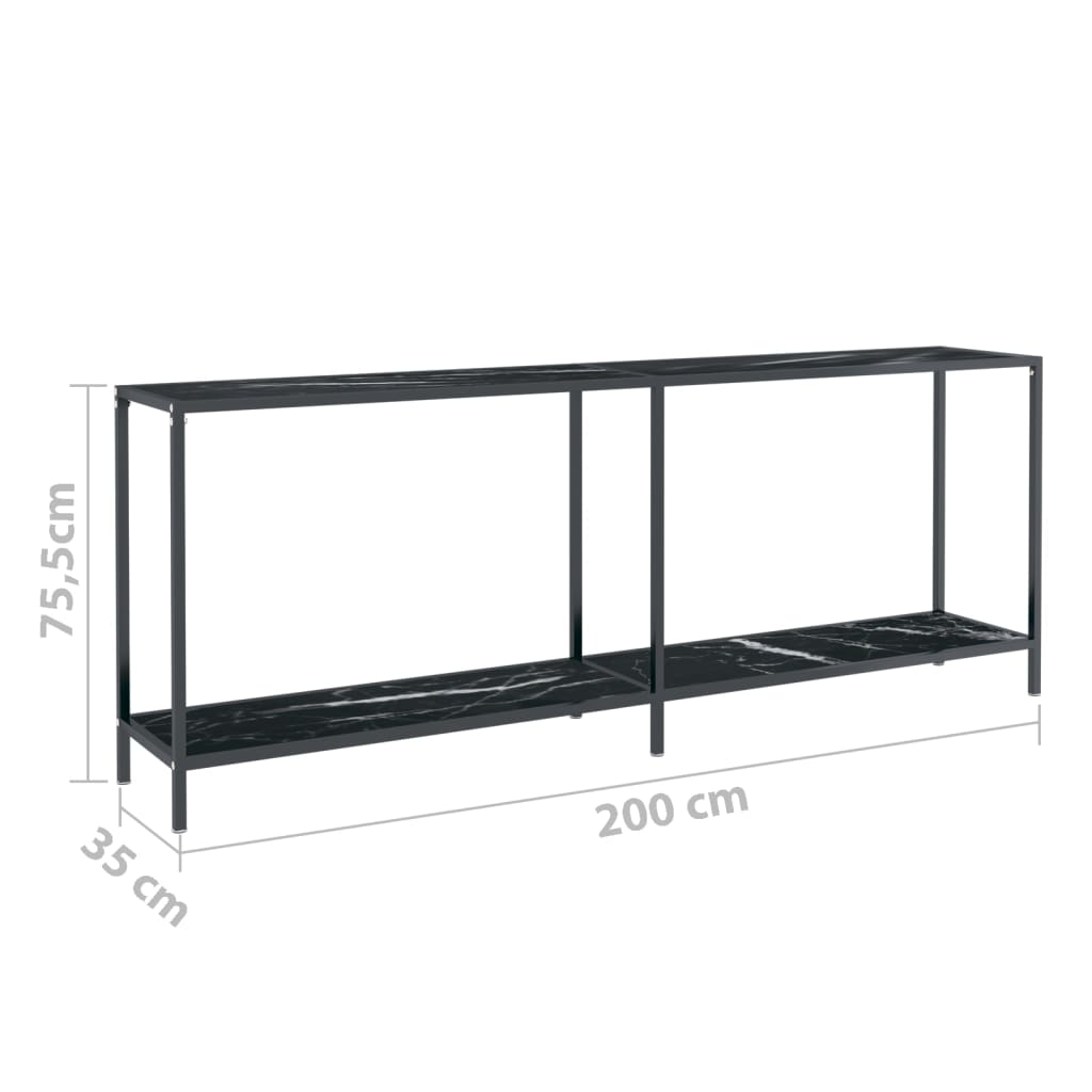 Τραπέζι Κονσόλα Μαύρο 200 x 35 x 75,5 εκ. από Ψημένο Γυαλί