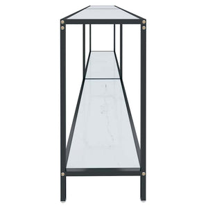 Τραπέζι Κονσόλα Λευκό 220 x 35 x 75,5 εκ. από Ψημένο Γυαλί
