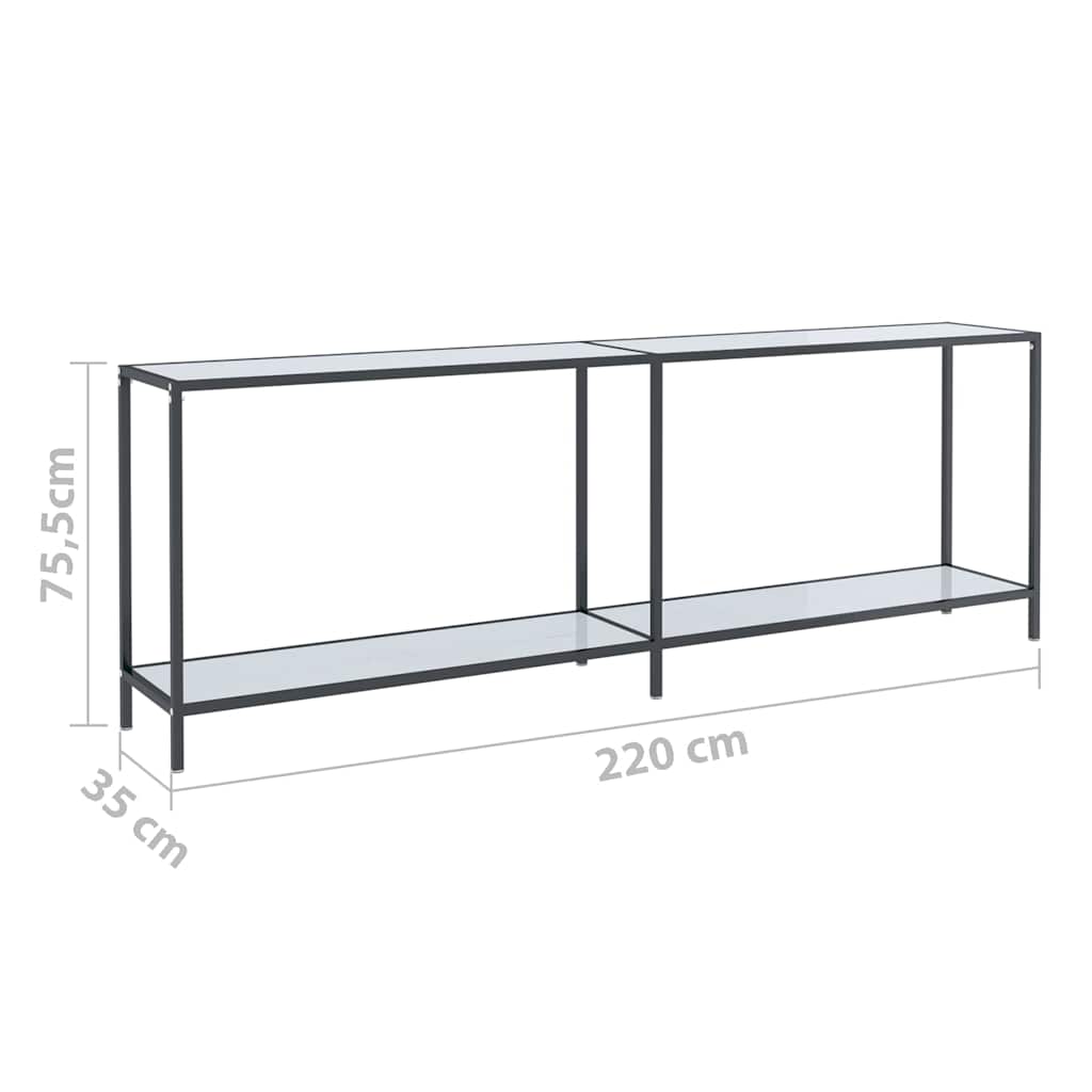 Τραπέζι Κονσόλα Λευκό 220 x 35 x 75,5 εκ. από Ψημένο Γυαλί