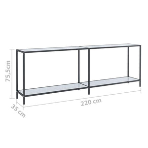 Τραπέζι Κονσόλα Λευκό 220 x 35 x 75,5 εκ. από Ψημένο Γυαλί