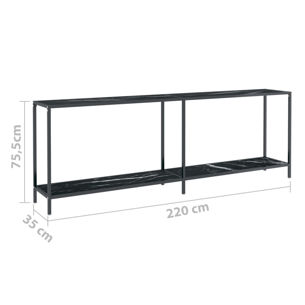 Τραπέζι Κονσόλα Μαύρο 220 x 35 x 75,5 εκ. από Ψημένο Γυαλί