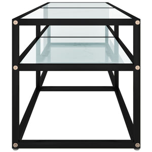 Έπιπλο Τηλεόρασης Λευκό Όψη Μαρμάρου 140x40x40,5εκ Γυαλί Ασφαλ.