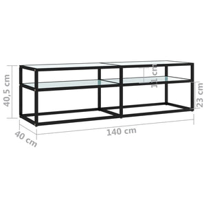 Έπιπλο Τηλεόρασης Λευκό Όψη Μαρμάρου 140x40x40,5εκ Γυαλί Ασφαλ.