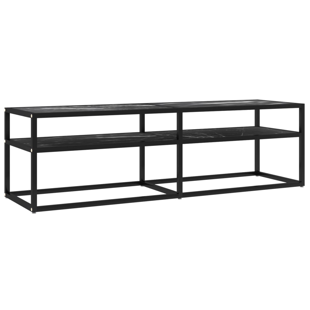 Έπιπλο Τηλεόρασης Λευκό Όψη Μαρμάρου 140x40x40,5εκ Γυαλί Ασφαλ.