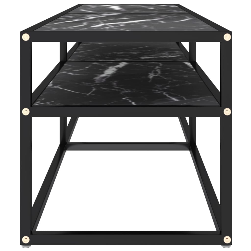 Έπιπλο Τηλεόρασης Λευκό Όψη Μαρμάρου 140x40x40,5εκ Γυαλί Ασφαλ.