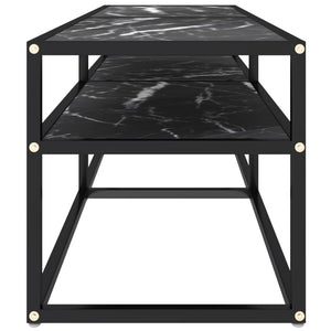 Έπιπλο Τηλεόρασης Λευκό Όψη Μαρμάρου 140x40x40,5εκ Γυαλί Ασφαλ.