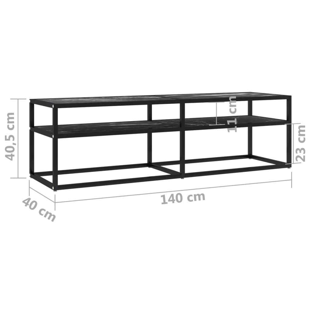 Έπιπλο Τηλεόρασης Λευκό Όψη Μαρμάρου 140x40x40,5εκ Γυαλί Ασφαλ.