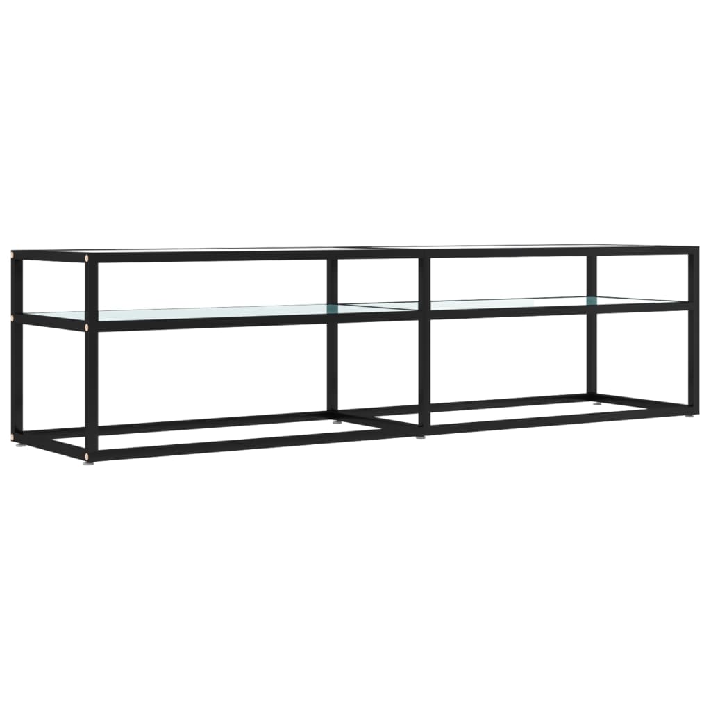 Έπιπλο Τηλεόρασης Λευκό Όψη Μαρμάρου 160x40x40,5εκ Ψημένο Γυαλί