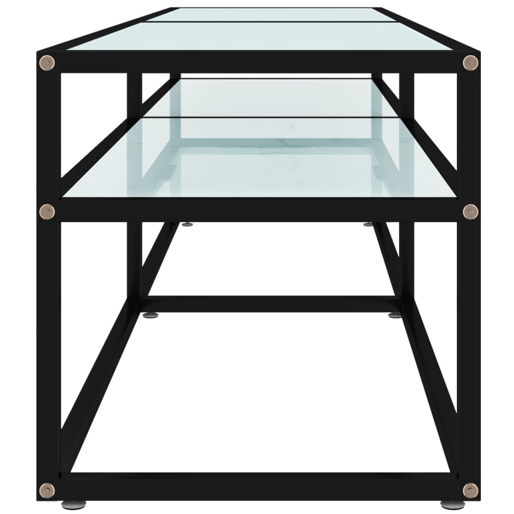 Έπιπλο Τηλεόρασης Λευκό Όψη Μαρμάρου 160x40x40,5εκ Ψημένο Γυαλί
