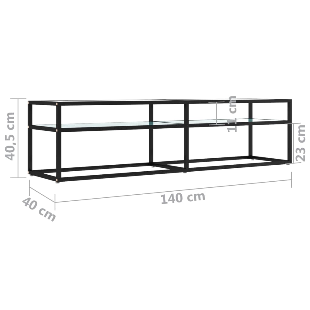 Έπιπλο Τηλεόρασης Λευκό Όψη Μαρμάρου 160x40x40,5εκ Ψημένο Γυαλί
