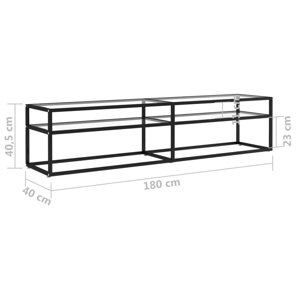 Έπιπλο Τηλεόρασης Διαφανές 180 x 40 x 40,5 εκ. από Ψημένο Γυαλί