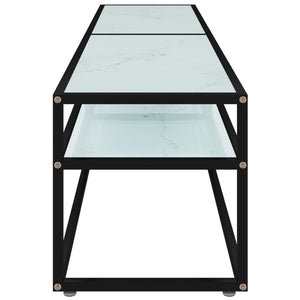 Έπιπλο Τηλεόρασης Λευκό Όψη Μαρμάρου 180x40x40,5εκ Ψημένο Γυαλί