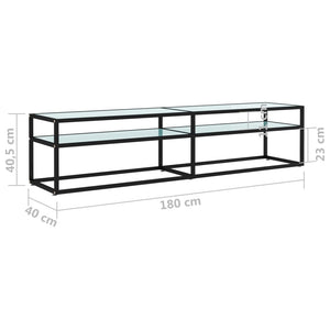 Έπιπλο Τηλεόρασης Λευκό Όψη Μαρμάρου 180x40x40,5εκ Ψημένο Γυαλί