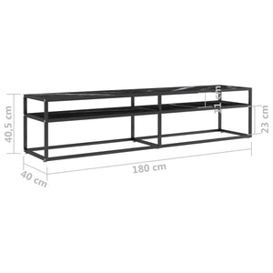 Έπιπλο Τηλεόρασης Λευκό Όψη Μαρμάρου 180x40x40,5εκ Γυαλί Ασφαλ.
