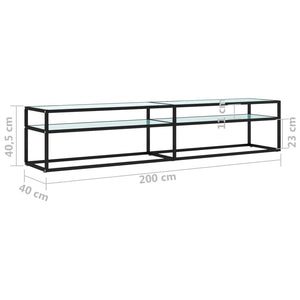 Έπιπλο Τηλεόρασης Λευκό Όψη Μαρμάρου 200x40x40,5εκ Ψημένο Γυαλί