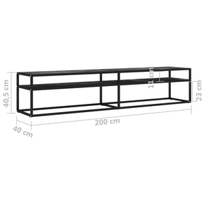 Έπιπλο Τηλεόρασης Λευκό Όψη Μαρμάρου 200x40x40,5εκ Γυαλί Ασφαλ.