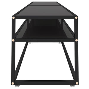 Έπιπλο Τηλεόρασης Μαύρο 220 x 40 x 40,5 εκ. από Ψημένο Γυαλί - Pakobazaar