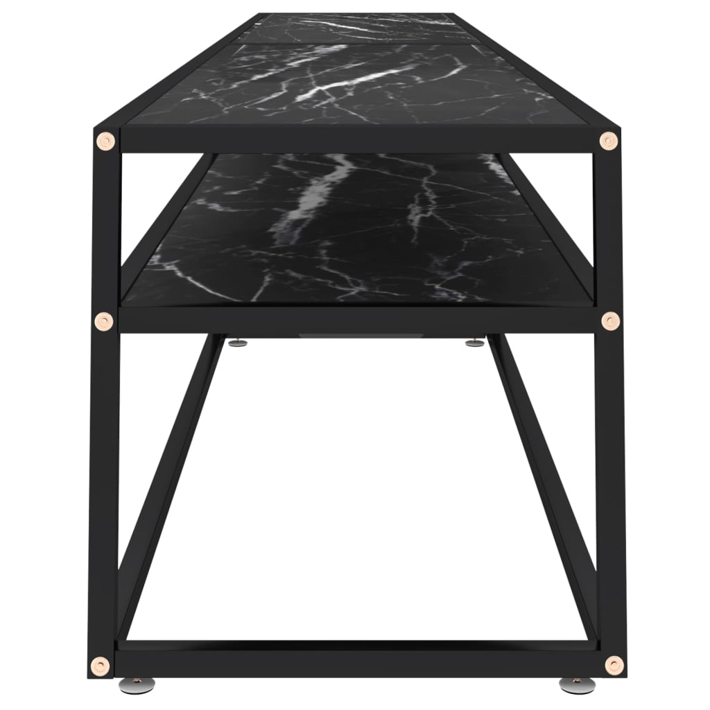 Έπιπλο Τηλεόρασης Μαύρο Όψη Μαρμάρου 220x40x40,5εκ Ψημένο Γυαλί