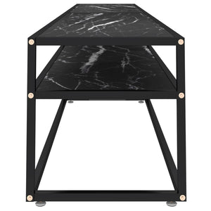 Έπιπλο Τηλεόρασης Μαύρο Όψη Μαρμάρου 220x40x40,5εκ Ψημένο Γυαλί