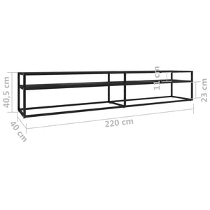 Έπιπλο Τηλεόρασης Μαύρο Όψη Μαρμάρου 220x40x40,5εκ Ψημένο Γυαλί