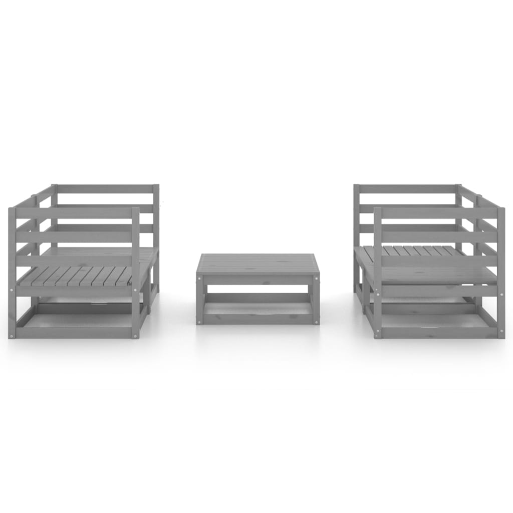 Σαλόνι Κήπου Γκρι 5 Τεμαχίων από Μασίφ Ξύλο Πεύκου - PAKOBAZAAR