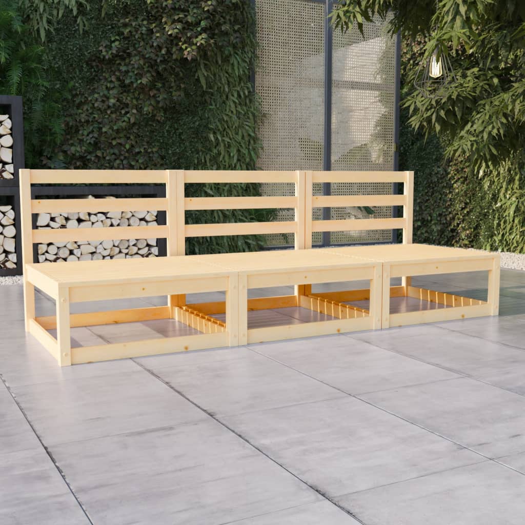 Καναπές Κήπου Τριθέσιος από Μασίφ Ξύλο Πεύκου - PAKOBAZAAR