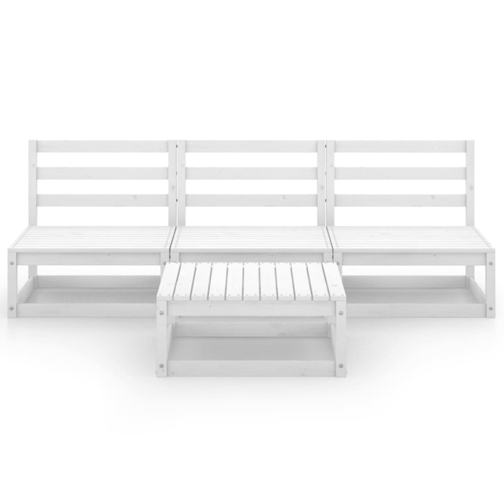 Σαλόνι Κήπου 4 Τεμαχίων Λευκό από Μασίφ Ξύλο Πεύκου - PAKOBAZAAR