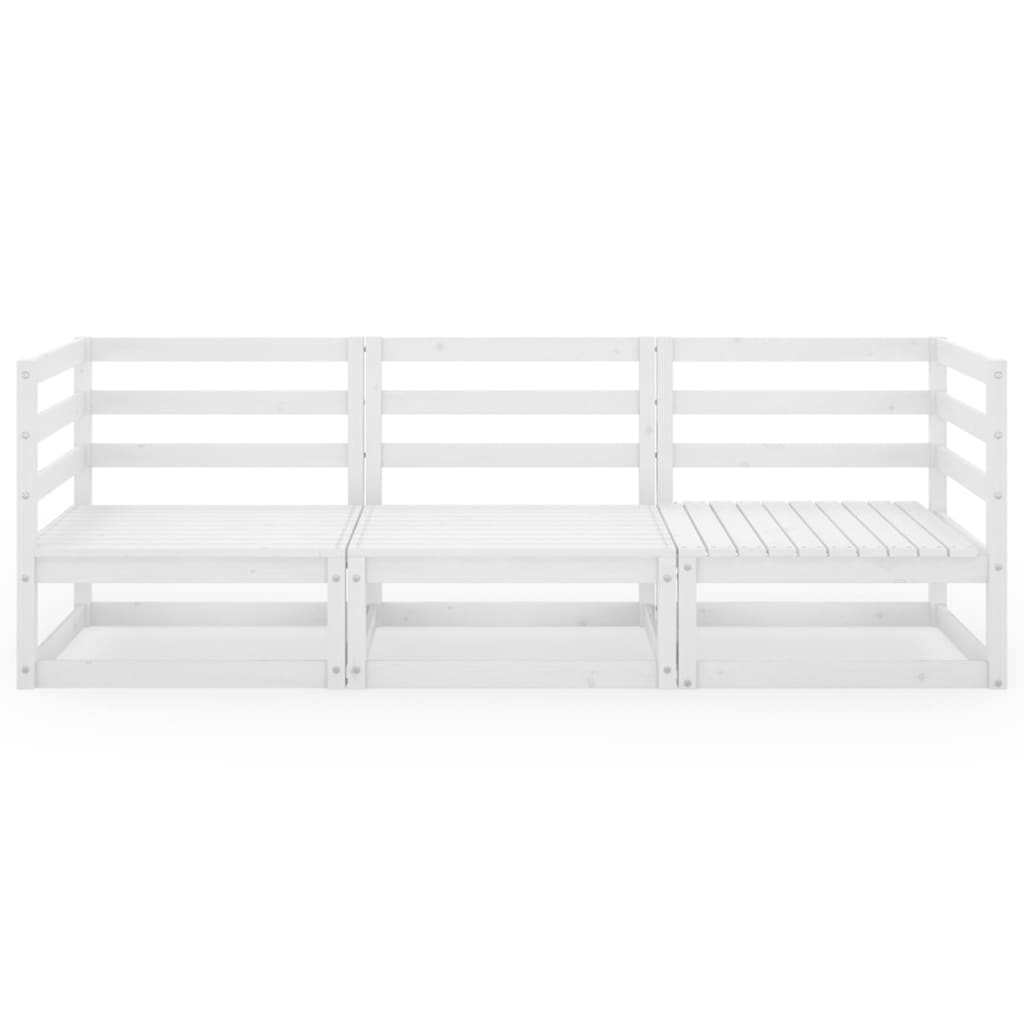 Καναπές Κήπου Τριθέσιος Λευκός από Μασίφ Ξύλο Πεύκου - PAKOBAZAAR