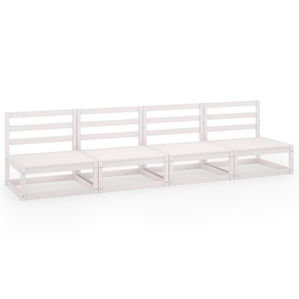 Καναπές Κήπου Τετραθέσιος Λευκός από Μασίφ Ξύλο Πεύκου - PAKOBAZAAR