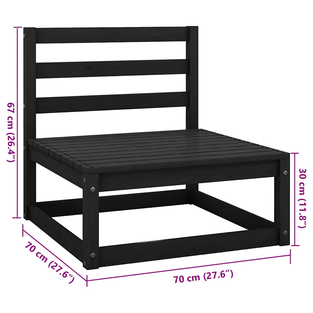 Τετραθέσιος Καναπές Μαύρος από Μασίφ Ξύλο Πεύκου - PAKOBAZAAR