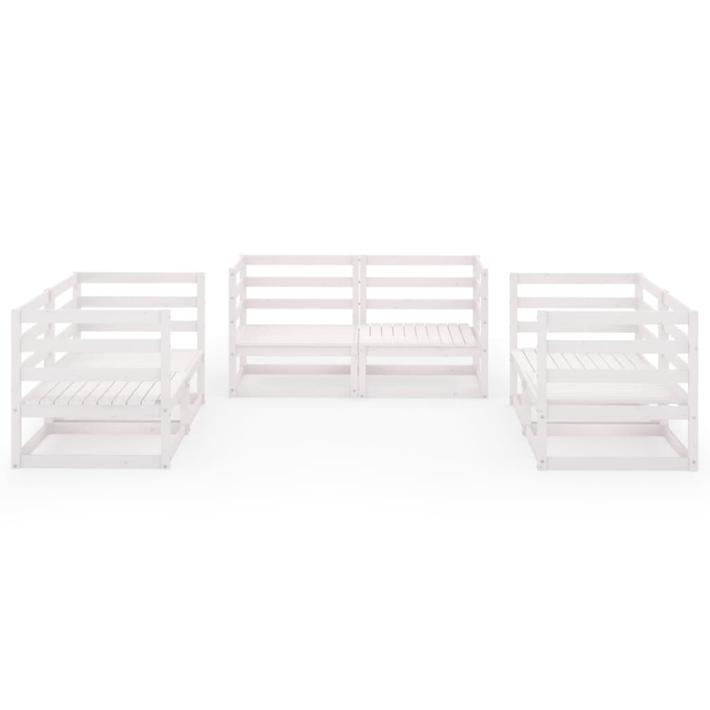 Σαλόνι Κήπου 6 τεμ. Λευκό από Μασίφ Ξύλο Πεύκου - PAKOBAZAAR