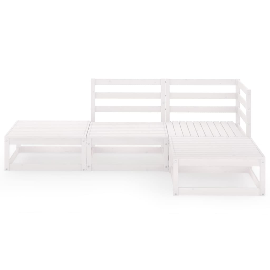 Σαλόνι Κήπου 4 τεμ. Λευκό από Μασίφ Ξύλο Πεύκου - PAKOBAZAAR