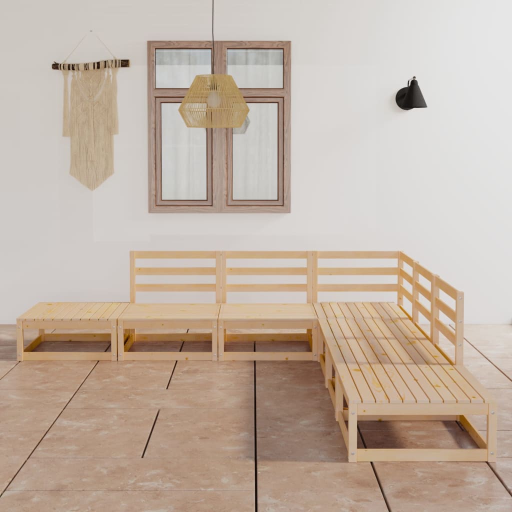 Σαλόνι Κήπου 7 Τεμαχίων από Μασίφ Ξύλο Πεύκου - PAKOBAZAAR