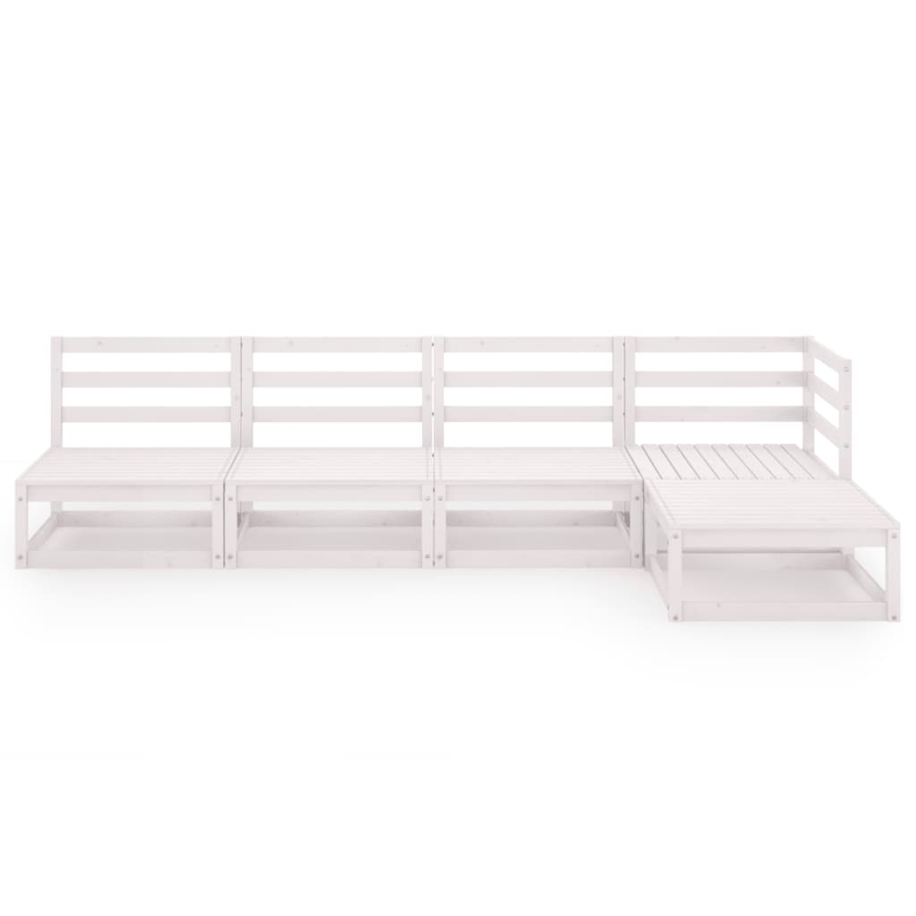 Σαλόνι Κήπου 5 Τεμαχίων Λευκό από Μασίφ Ξύλο Πεύκου - PAKOBAZAAR