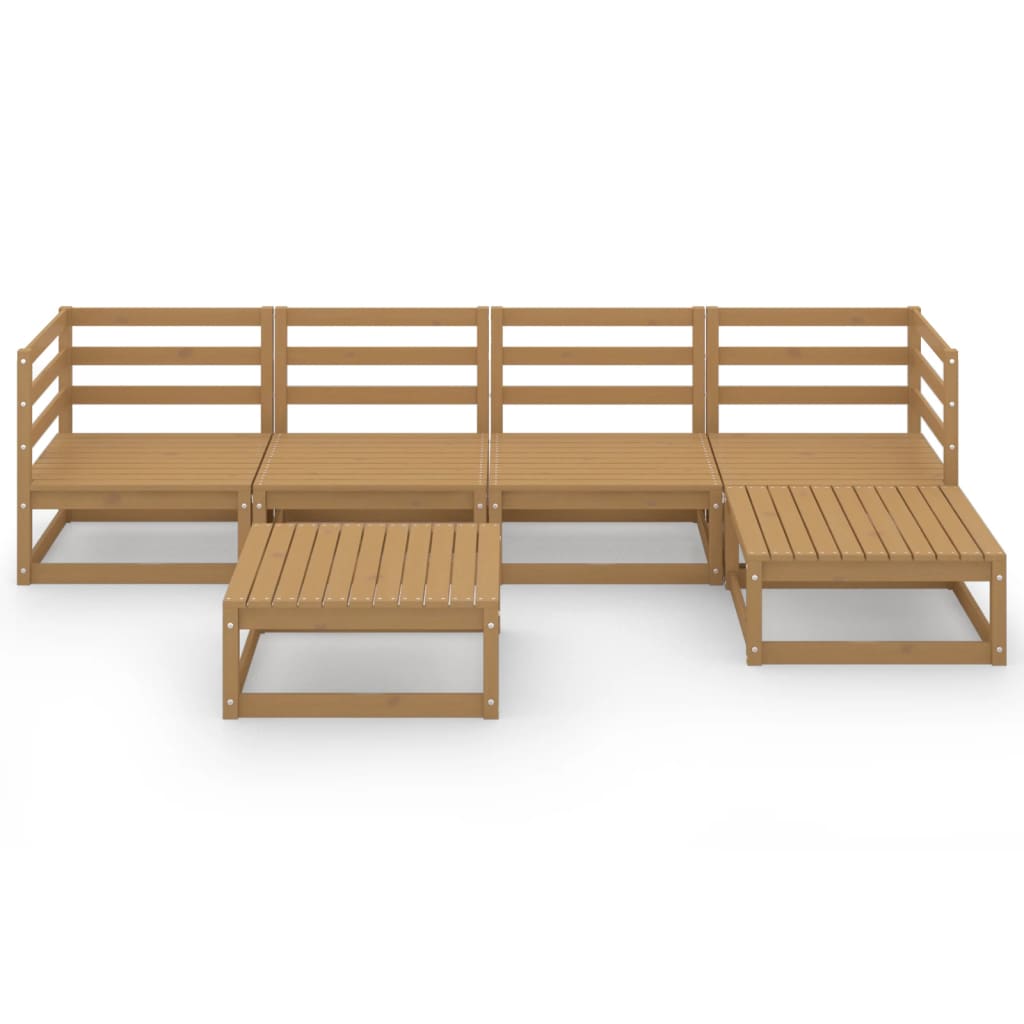 Σαλόνι Κήπου Σετ 6 Τεμαχίων Καφέ Μελί από Μασίφ Ξύλο Πεύκου - PAKOBAZAAR