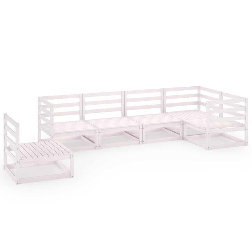 Σαλόνι Κήπου Σετ 6 Τεμαχίων Λευκό από Μασίφ Ξύλο Πεύκου - PAKOBAZAAR