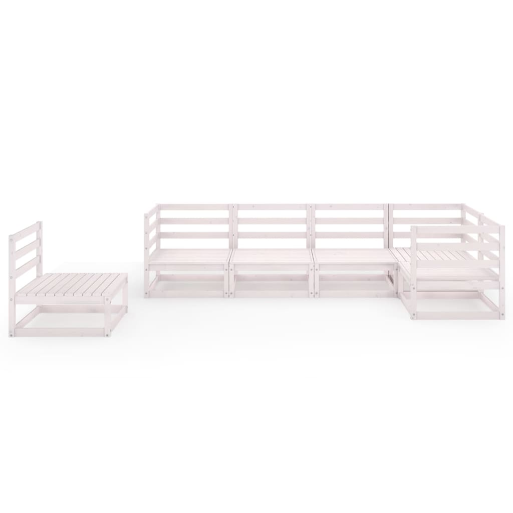 Σαλόνι Κήπου Σετ 6 Τεμαχίων Λευκό από Μασίφ Ξύλο Πεύκου - PAKOBAZAAR