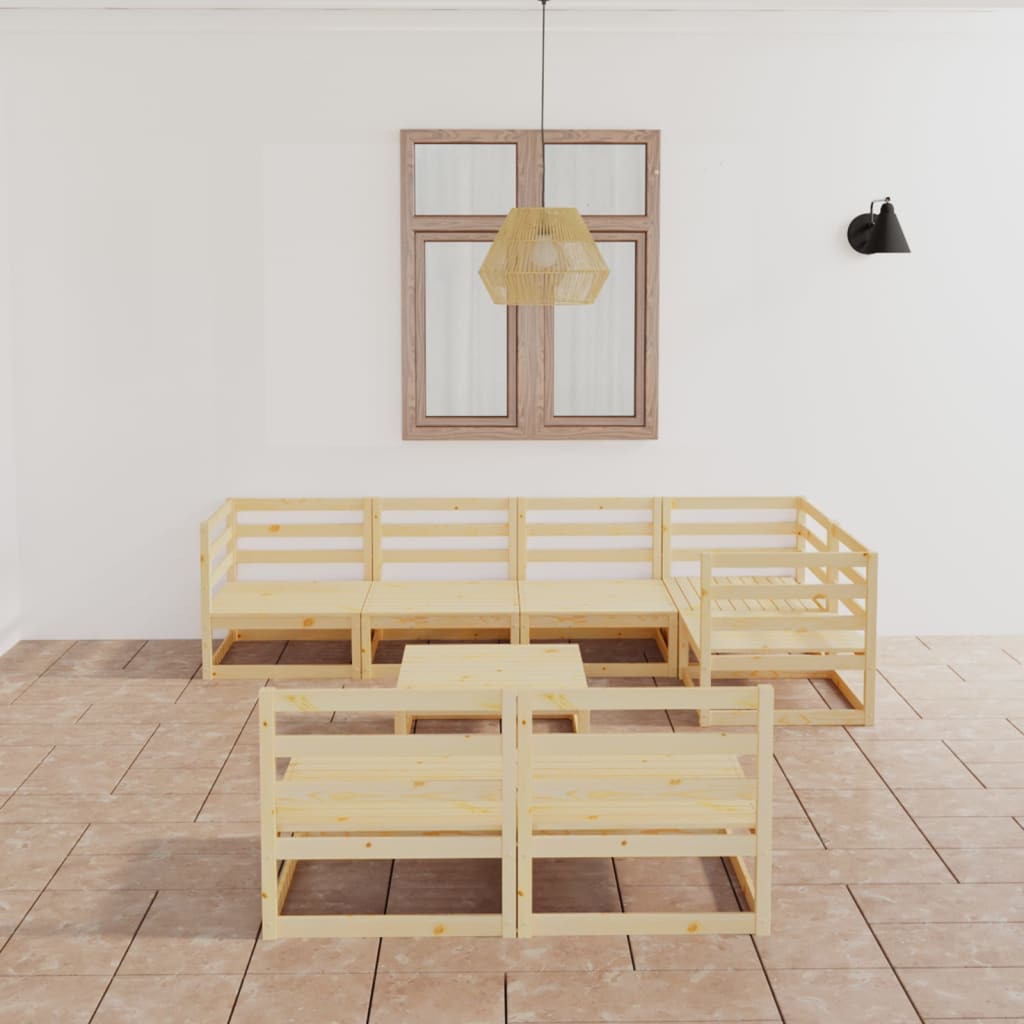 Σαλόνι Κήπου 8 Τεμαχίων από Μασίφ Ξύλο Πεύκου - PAKOBAZAAR