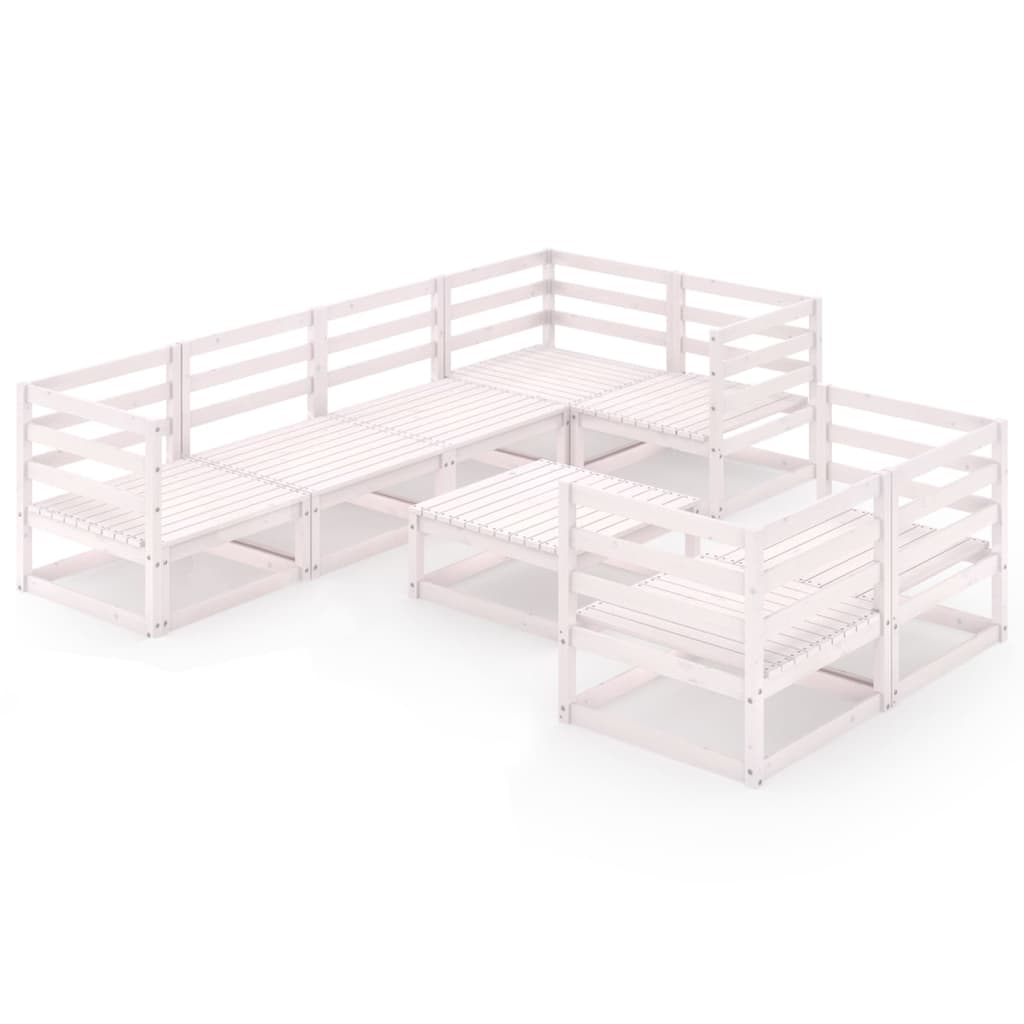 Σαλόνι Κήπου Σετ 8 Τεμαχίων Λευκό από Μασίφ Ξύλο Πεύκου - PAKOBAZAAR