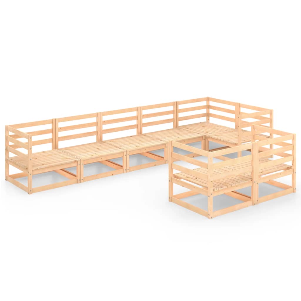 Σαλόνι Κήπου 8 Τεμαχίων από Μασίφ Ξύλο Πεύκου - PAKOBAZAAR