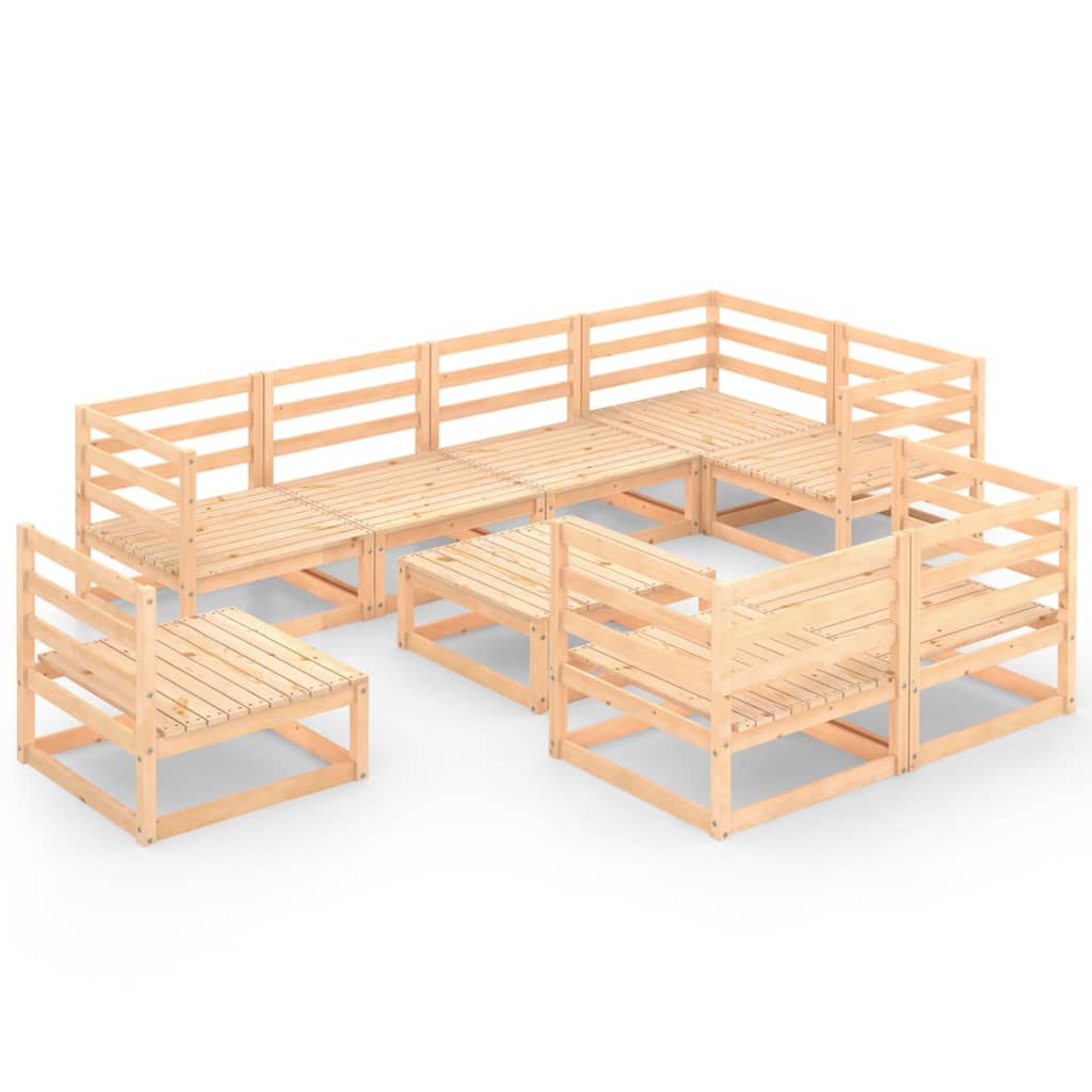 Σαλόνι Κήπου 9 Τεμαχίων από Μασίφ Ξύλο Πεύκου - PAKOBAZAAR