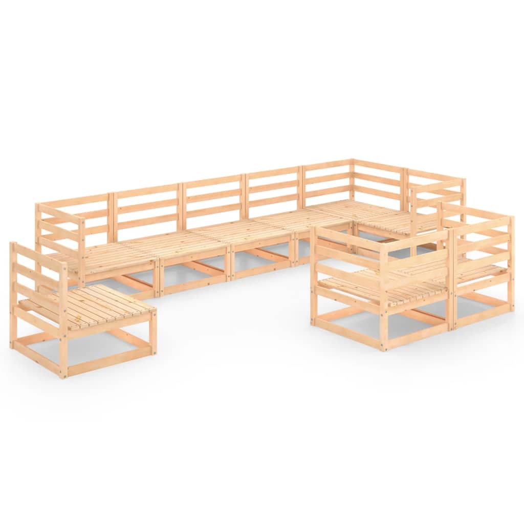 Σαλόνι Κήπου 9 Τεμαχίων από Μασίφ Ξύλο Πεύκου - PAKOBAZAAR