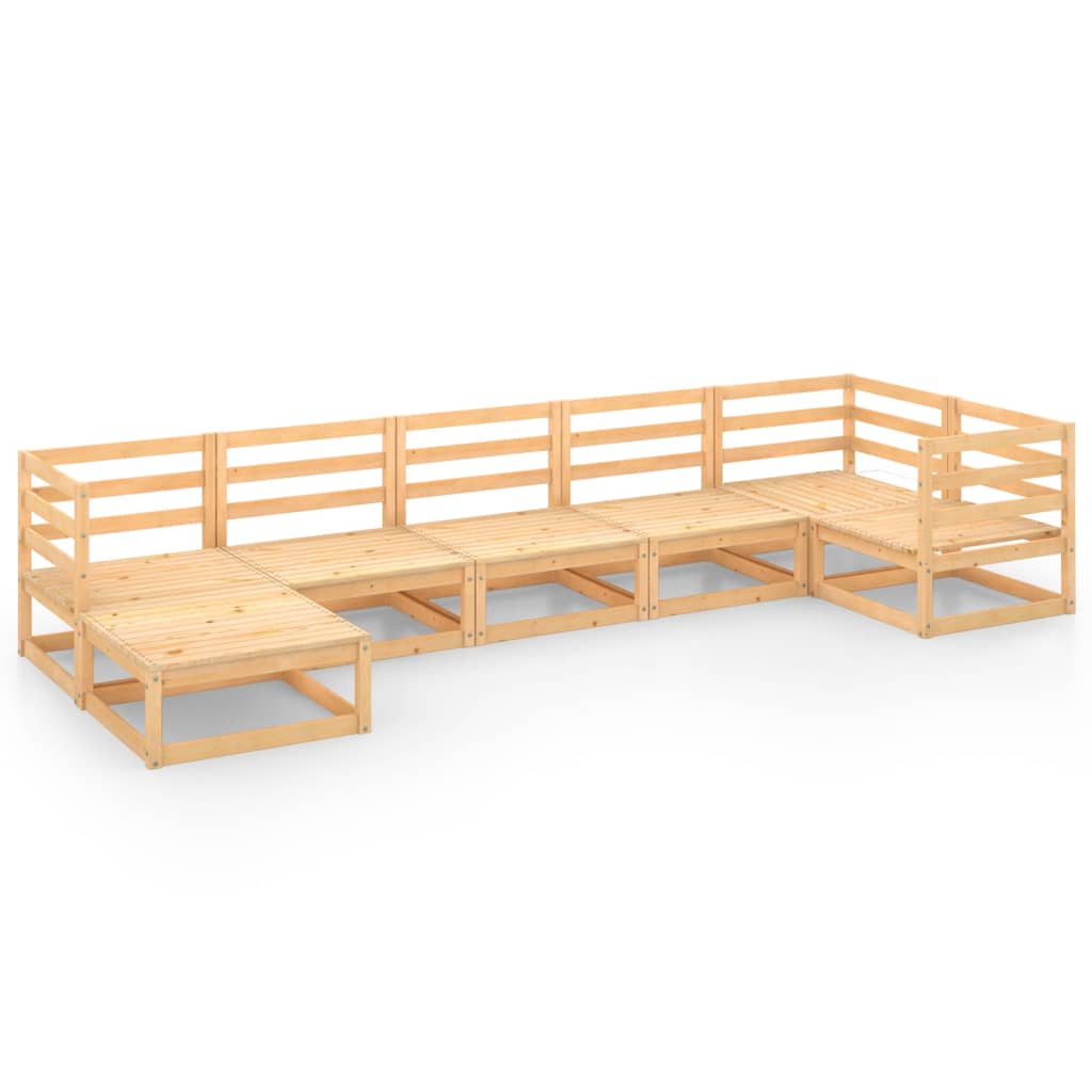 Σαλόνι Κήπου 7 Τεμαχίων από Μασίφ Ξύλο Πεύκου - PAKOBAZAAR