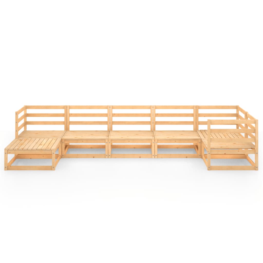 Σαλόνι Κήπου 7 Τεμαχίων από Μασίφ Ξύλο Πεύκου - PAKOBAZAAR