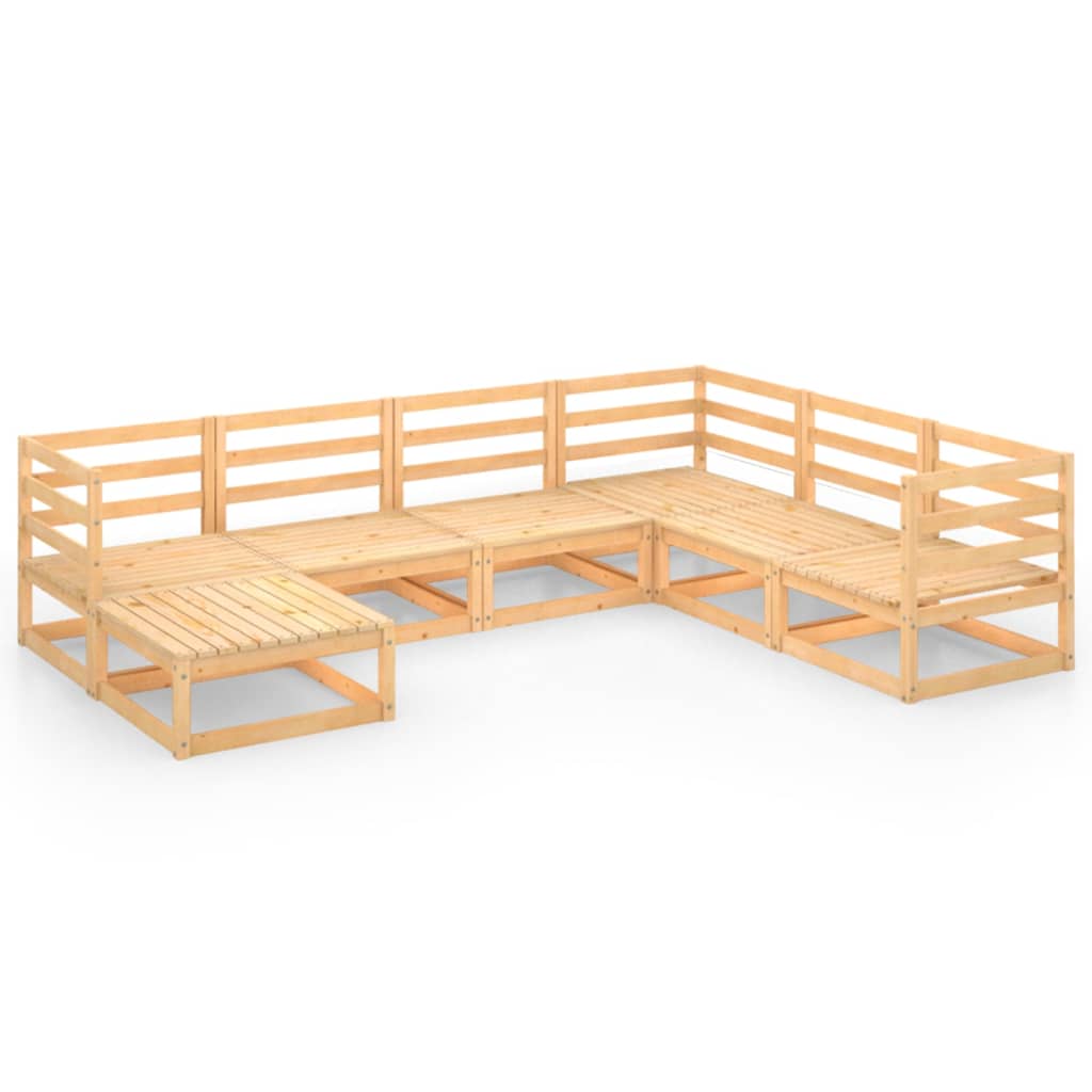 Σαλόνι Κήπου 7 Τεμαχίων από Μασίφ Ξύλο Πεύκου - PAKOBAZAAR